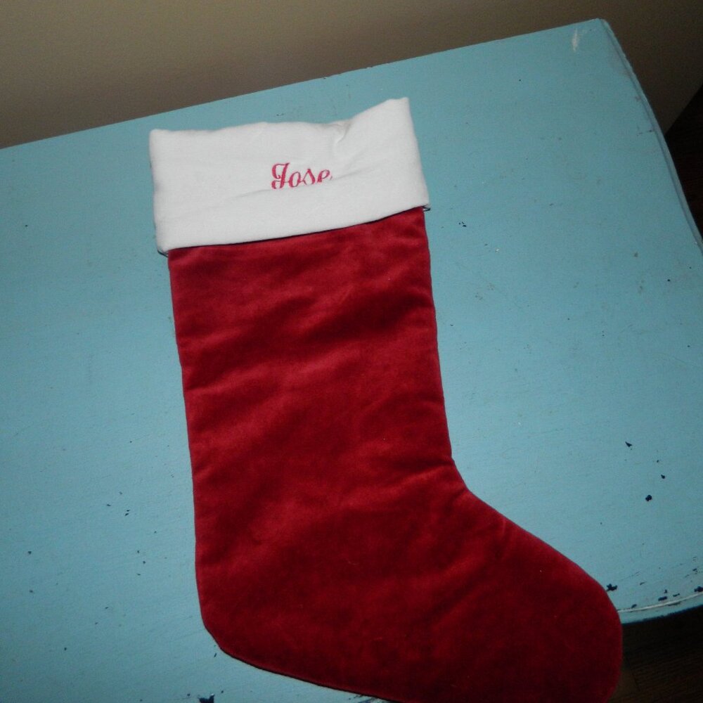 Pottery Barn Classic Velvet Christmas Stocking "Jose" Sz S (DD-58)